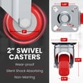 thumbnail image 2 of Caster Wheels Online Best Service, poliuretano rojo, 5 cm, paquete de 4, 2 of 6