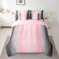 thumbnail image 2 of Homewish Stripes Pattern 7-Piece Bedding Comforter Set,Asbtract Minimalist Desgin King Bedding Sets,Gradient Pink Gray Bed Sheets For Girls Kids,Ultra Soft Home Decor Reversible, 2 of 8