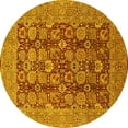 thumbnail image 1 of Ahgly Company Machine Washable Indoor Round Oriental Yellow Industrial Area Rugs, 3' Round, 1 of 4