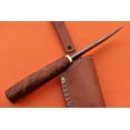thumbnail image 4 of 9" trailing point blood groove blade skinning knife, Walnut wood, Leather sheath, 4 of 10