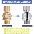 thumbnail image 3 of Shower Head Swivel Ball Adapter Brass Adjustable Shower Arm Connector Universal Showering Component Shower Arm Extension, Polished Chrome, 3 of 13