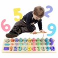 thumbnail image 2 of Wood Math Shape Puzzle Fishing Game Educational Toys Wooden Kids, 2 of 5