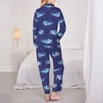 thumbnail image 3 of Pajama Sets for Women 2 Pcs, Funny Cartoon Cute Shark Blue Button Down Long Sleeve Sleepwear Lounge PJ Sets, 3 of 6