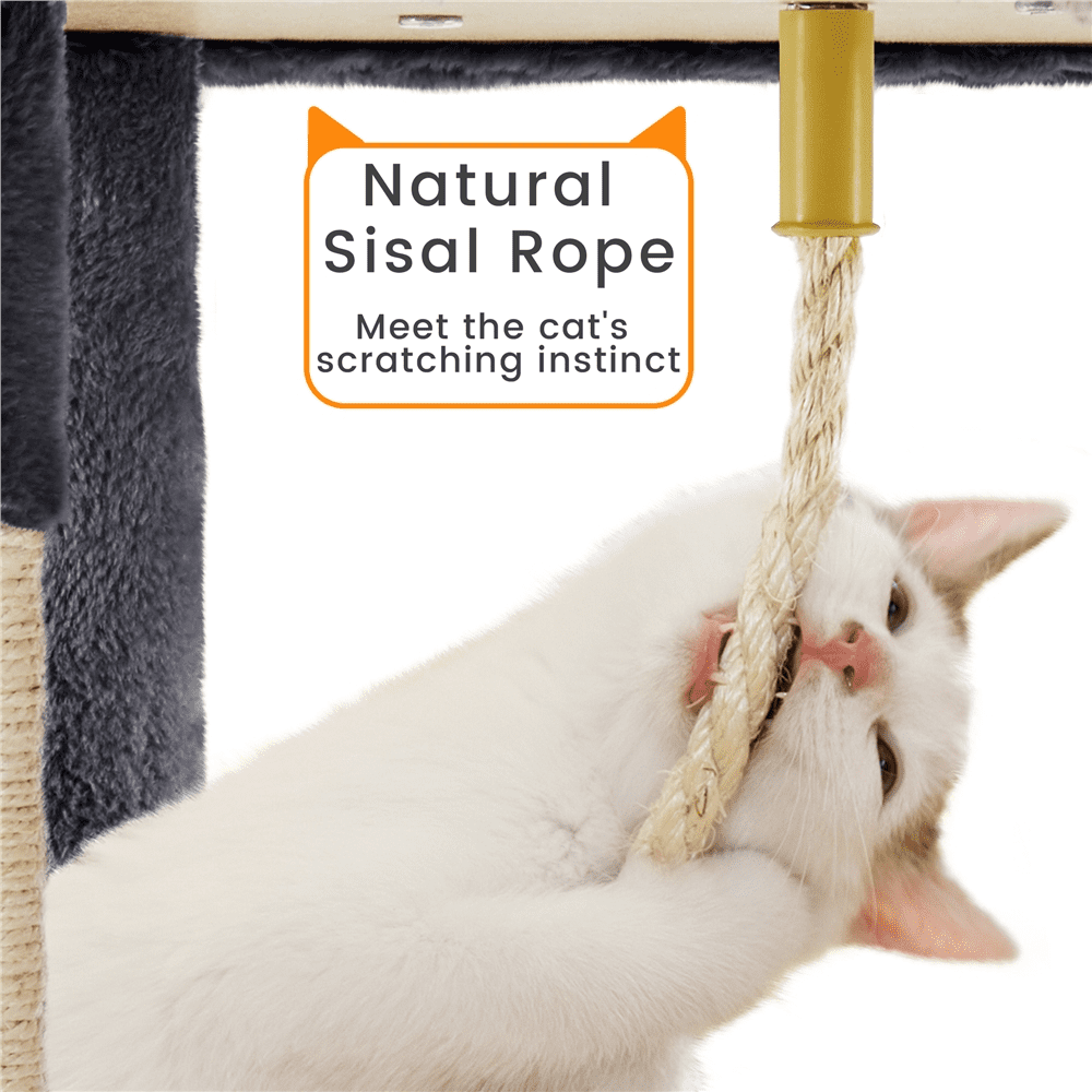 Yaheetech 72″ H Cat Tree with 2 Condos & 3 Top Platform & Scratching Posts, Dark Gray