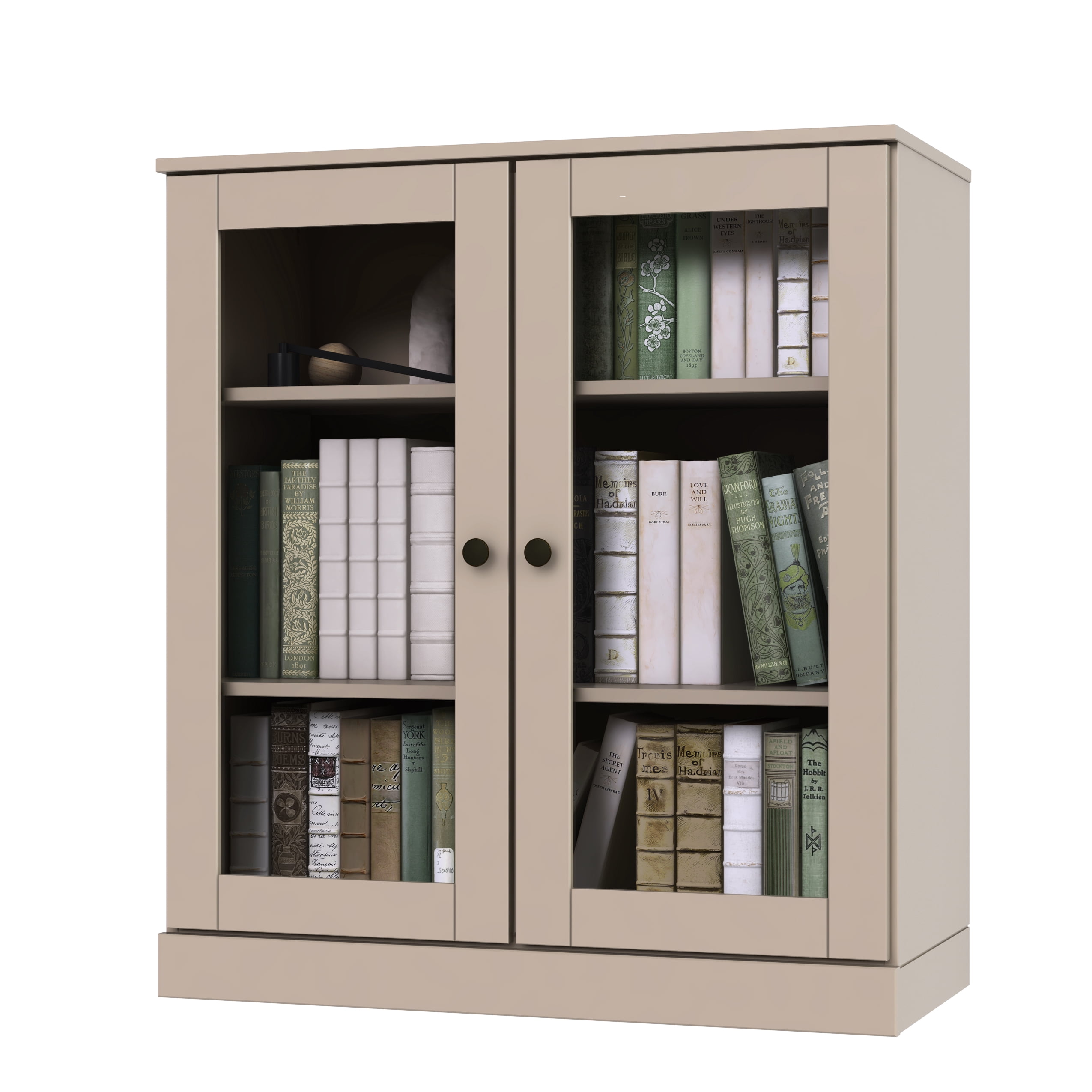 Palace Imports 100% Solid Wood 3-shelf Bookcase with Adjustable Shelves and Glass Doors, Teal Blue