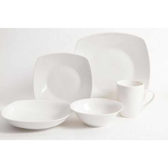 Gibson Home Hagen 30 Piece Dinnerware Set, Service for 6, White, Fine Ceramic