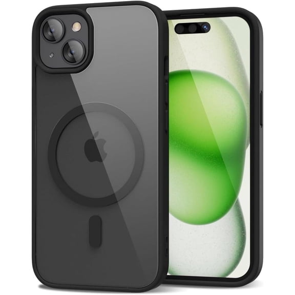 Entronix Magnetic Clear Case Compatible with iPhone 16, Soft Edges Transparent Cover, Black