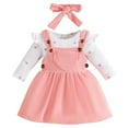 thumbnail image 3 of Taybagh Girl First Birthday Outfit Elegant Girl Cute Clothes with Romper Skirt Hairband Three Piece Set Pink 0-3 Months, 3 of 9