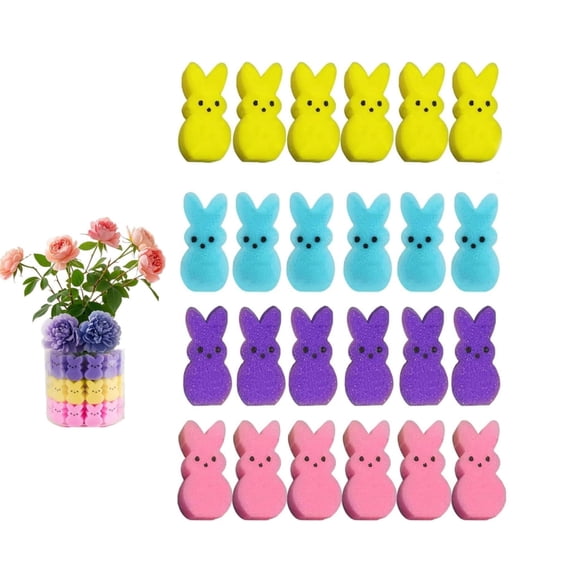 64Packs Easter Bunny Decorations,QZS Durable Sponge Bunnies Vase Filler,Multi-color Tables Centerpieces Decoration for Home,Office, Countertops