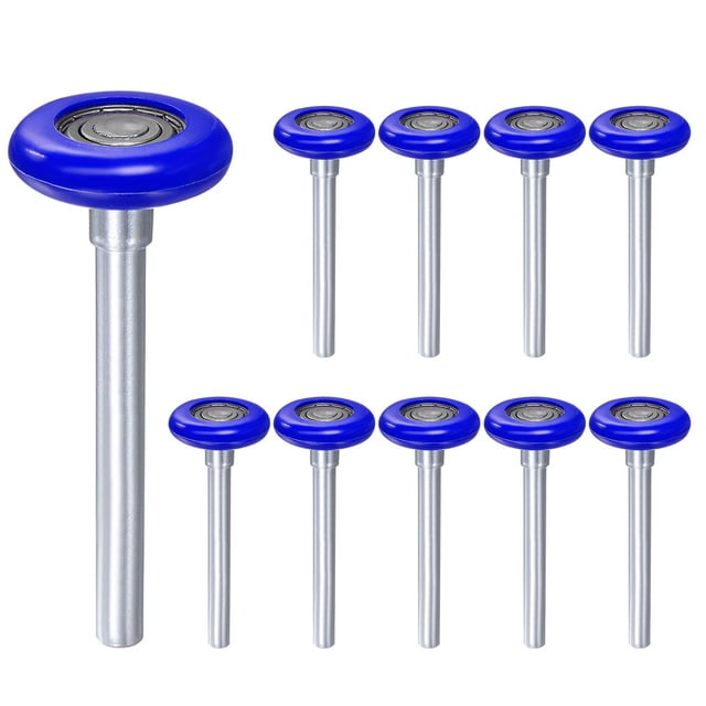 Unique Bargains 10 Packs Rouleaux de Porte de Garage en Nylon de 1,8 'pour 2' Piste, 4,25' Tige Roues de Porte de Garage, Roulement 6200zz 8 Boules, Bleu