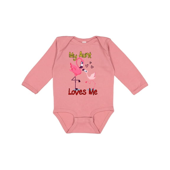 Inktastic My Aunt Loves Me Flamingo Boys or Girls Long Sleeve Baby Bodysuit