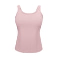 thumbnail image 7 of Fnooota Womens Plus Size Tank Tops with Built in Bra, Summer Ribbed Scoop Neck Slim Fit Padded Camisole Pink Size L, 7 of 7