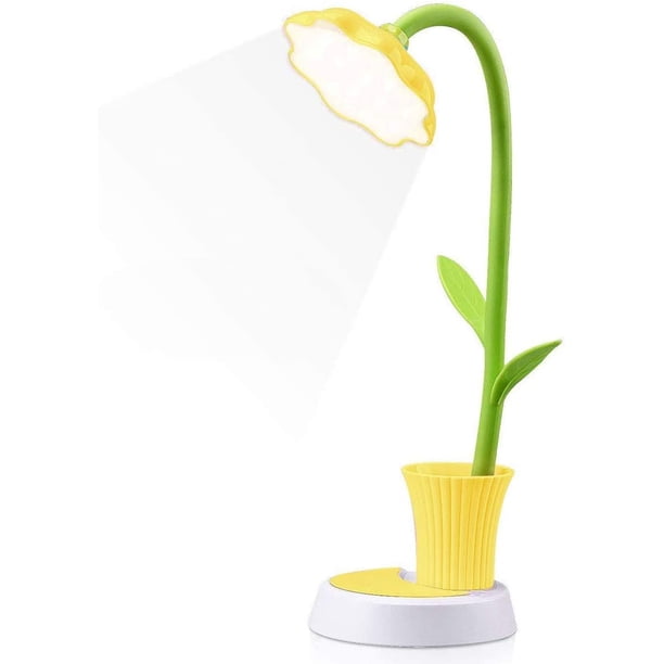 Lámpara de escritorio para niños, lámpara de escritorio LED recargable creativa, protección ocular, sensor táctil, lámpara de mesa, lámpara de noche regulable con portalápices (amarillo) 10 * 11 * 41 JAMW Sencillez