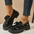 thumbnail image 5 of SACFOF Patent Leather Loafers for Women Slip-On Platform Chunky Heel Bow Loafers Dress Oxfords Shoes Casual Business Work Shoes, 5 of 6