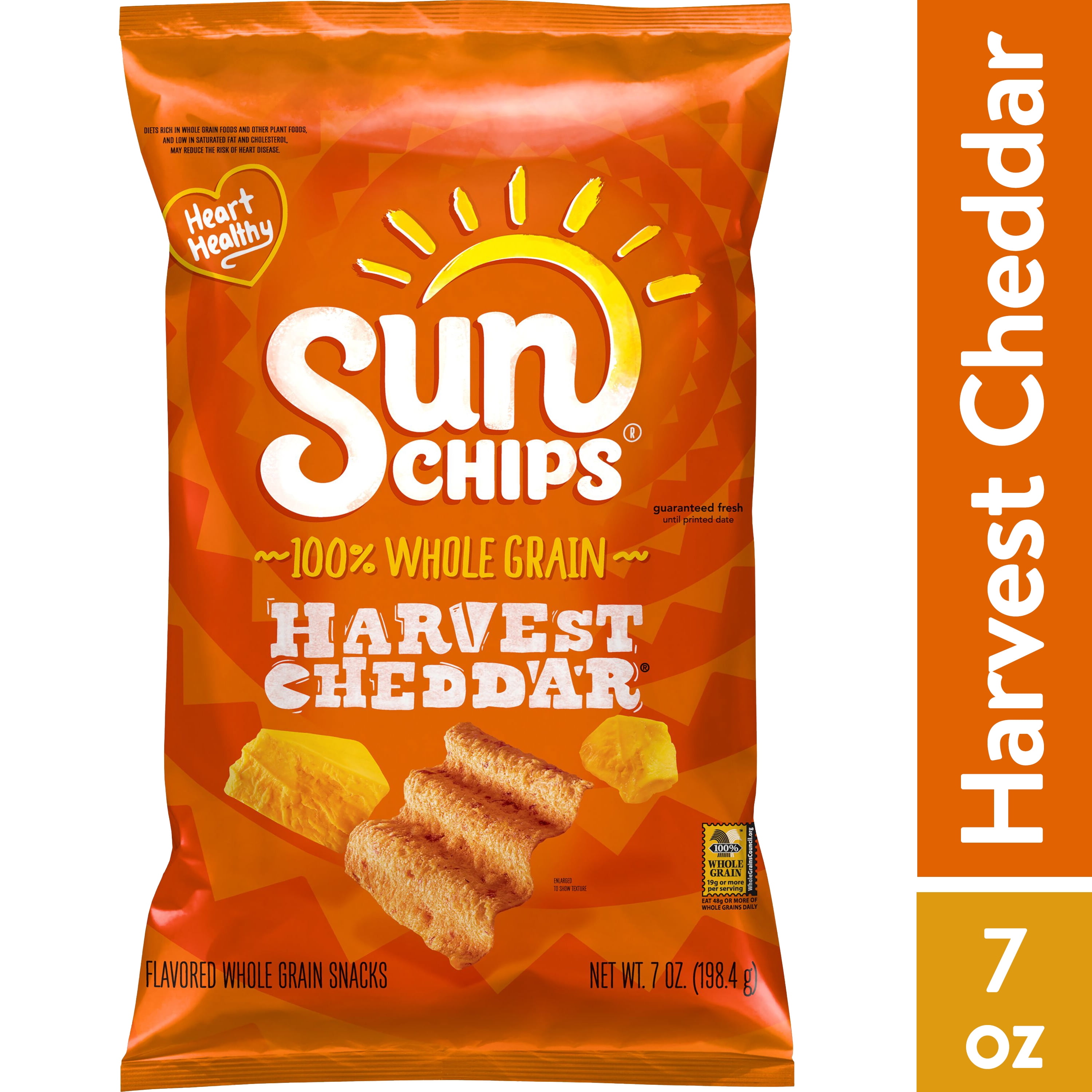SunChips Harvest Cheddar Flavored Whole Grain Snacks, 7 oz. Bag