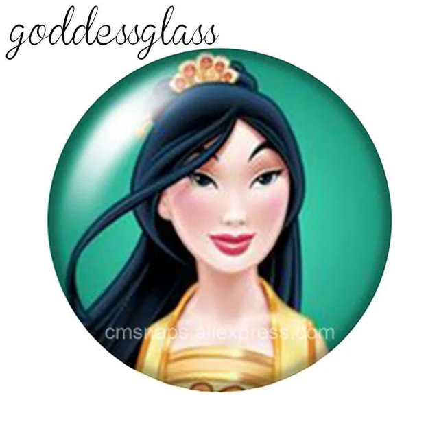Princesas de Disney, Blancanieves, Alicia, Cenicienta, cabujón de cristal redondo, collar de espalda plana, fabricación de hallazgos, 12mm, 18mm, 20mm, 25mm, 10 piezas