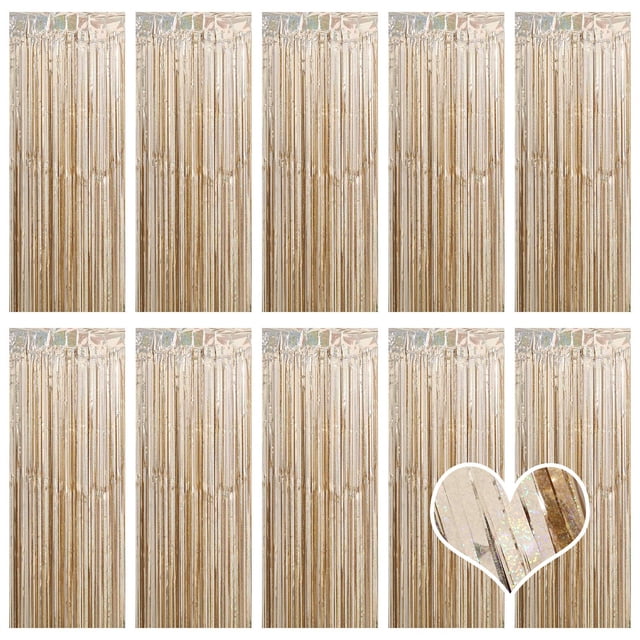 Cortina de aluminio Backdrop Ohiyoo, 10 unidades, color dorado champán, 1 x 2,5 m
