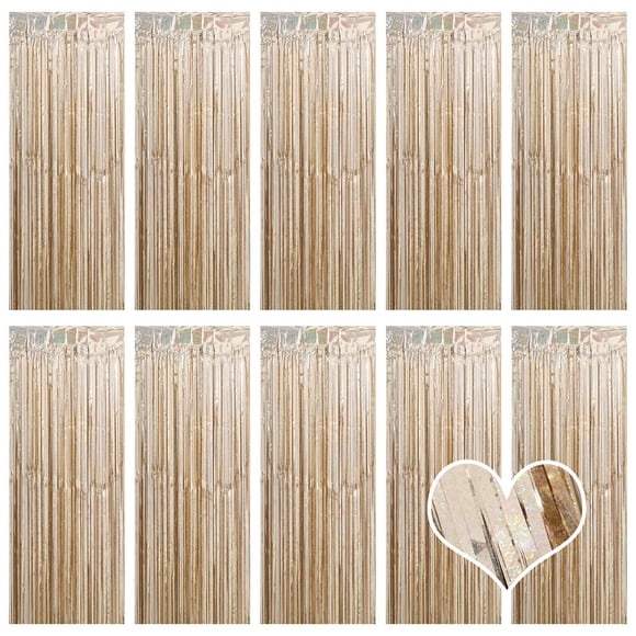 Cortina de aluminio Backdrop Ohiyoo, 10 unidades, color dorado champán, 1 x 2,5 m
