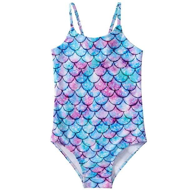 GYRATEDREAM Girls Swimsuits Bathing Suit One Piece Mermaid 3D Printed 2 ...