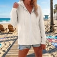 thumbnail image 5 of VJGBEGW Women Cotton Linen Full Zip Hoodie Long Sleeve Casual Tops Lightweight Cover Up Sweatshirts with Pockets, 5 of 7