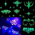 thumbnail image 2 of Pegatinas de tatuajes de taladro brillante para Halloween, pegatina de cara luminosa parpadeante para noche, Bar, fiesta, Carnaval, tatuaje, decoración artística 3D, 2 of 4