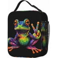 thumbnail image 2 of Colorful Peace Frog Lunch Box - Insulated Lunch Bags for MenWomenWomenMen Detachable Handle Lunchbox Meal Tote Bag, 2 of 7