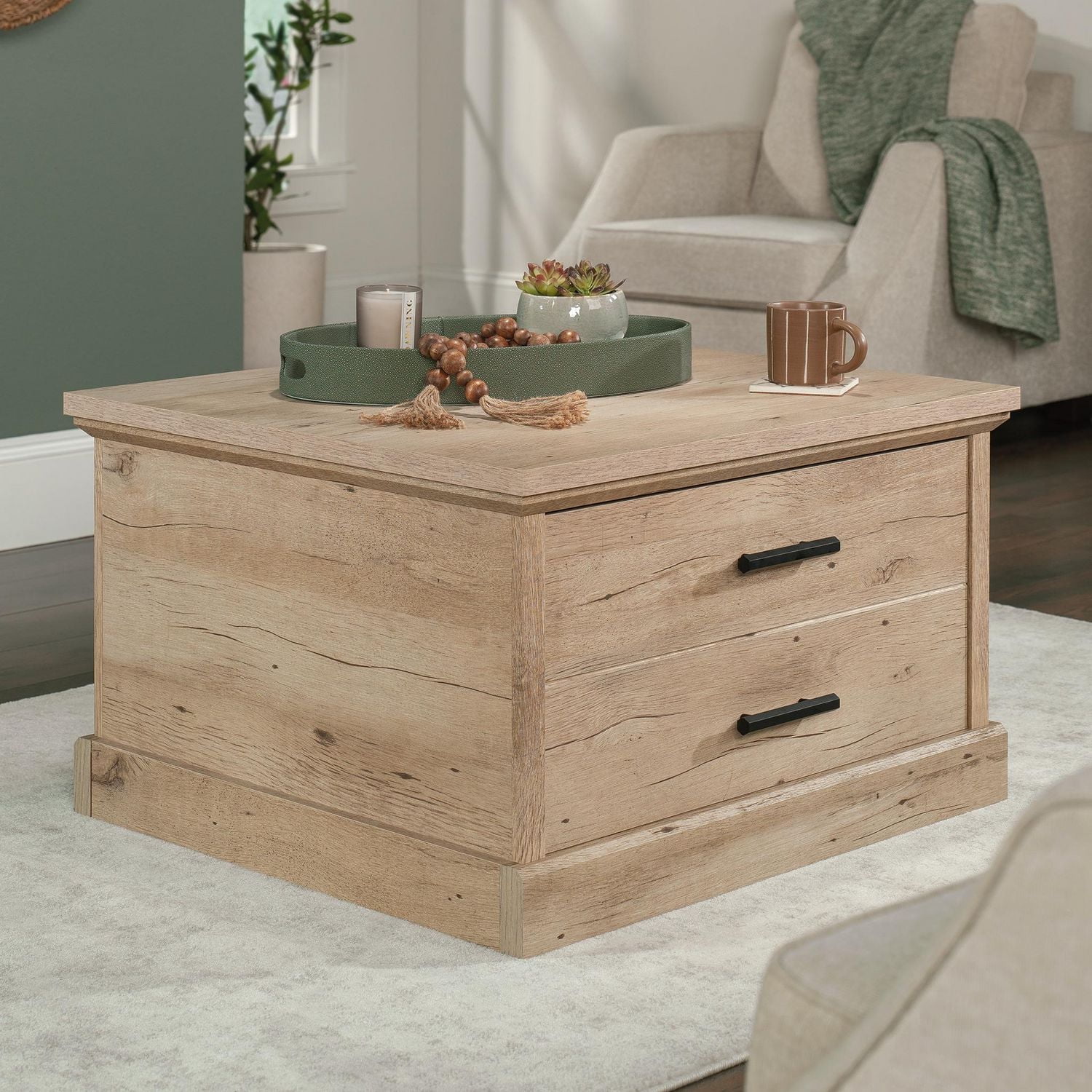 Sauder Aspen Post Coffee Table in Prime Oak Finish