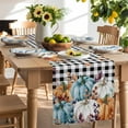 thumbnail image 2 of Table Runner 120 Inches Long for Kitchen Dining, Orange Blue Pumpkins Fall Dresser Scarf Farmhouse, Dining Table Decorations for Wedding/Parties, Thanksgiving Eucalyptus Black Check 13 x 120 In, 2 of 9