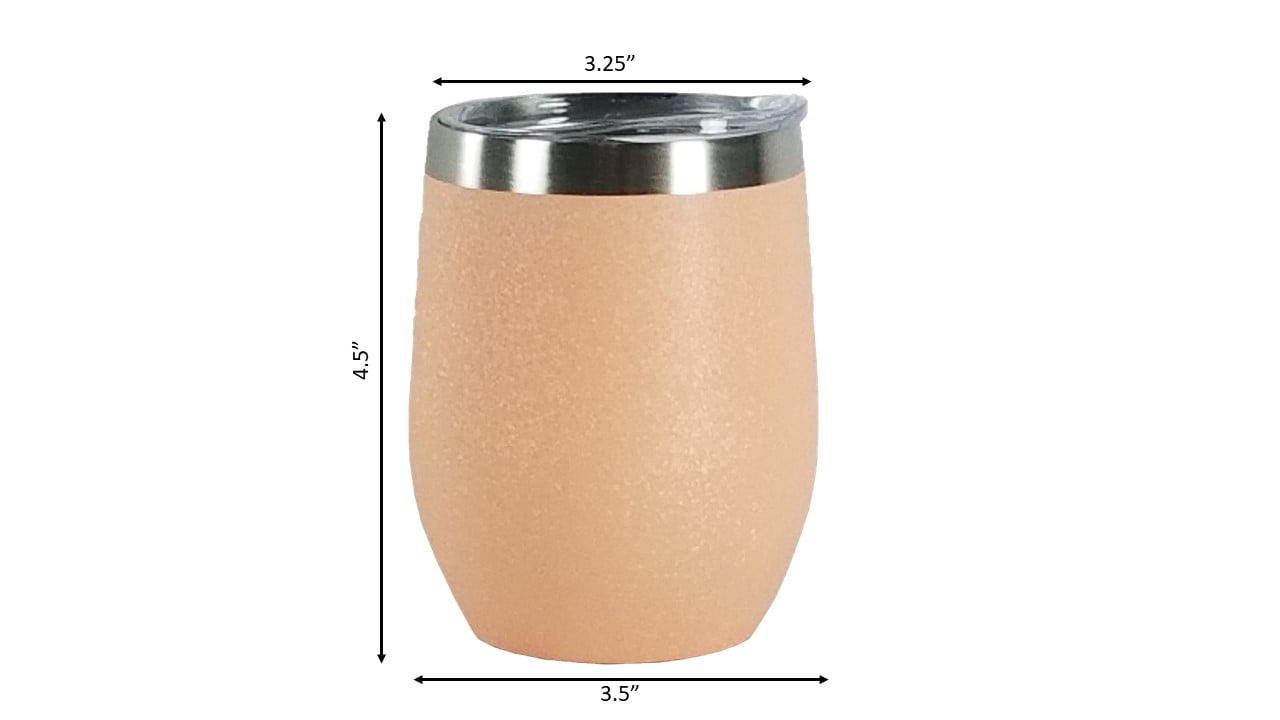 NEXGEN 12 oz Stainless Steel Double Wall Vacuum Wine Cup with Lid, Rose Gold