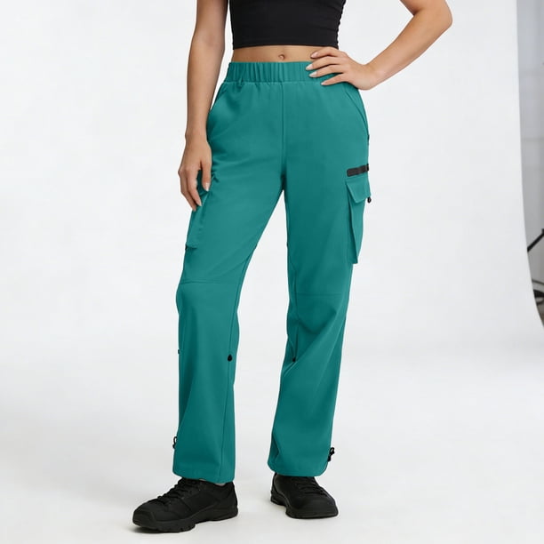 TaTaai Women Comfortable Outdoor Sports Casual Pants 7/8 Length Multi Pockets Cargo Style Loose Fit Lightweight Breathable Machine Washable No Fading Daily Office Wear Gift