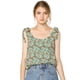 thumbnail image 1 of Allegra K Blusa floral sin mangas de gasa con correa de decoración de pajarita sin mangas para mujer Verde L, 1 of 6
