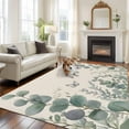 thumbnail image 2 of 5x7 Area Rugs for Living Room, Teal Eucalyptus Leaves Non Slip Area Rugs for Kitchen Bedroom Entryway, Butterflies Summer Leaf Rustic Washable Carpet Runner Rug Floor Mats for Bedroom Home Decor, 2 of 9