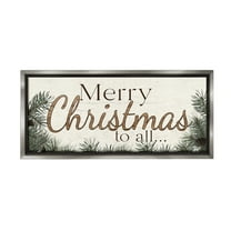 Stupell Industries Woodland Christmas Typography Holiday Painting Gray Floater Framed Canvas Art Print Wall Art, 25 x 11