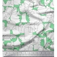 thumbnail image 1 of Soimoi Green Poly Georgette Fabric Black Sketch Modern Style Fabric Prints By Yard 42 Inch Wide, 1 of 1