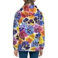 thumbnail image 4 of Kll Unisex Kids Boys Girls Hooded Pocket Pullover Hoodies-The Garden Tricolor Pansy Flower, 4 of 9