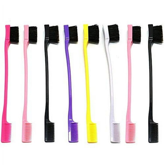 WOVTE Boar Bristles for Hair styling Comb Hair Soft Brush for Smooth Edges Edge Comb Control for Hair Styling Suitable for Double Headed Eyebrow Makeup Brushes, Eyelash Brushes, Pack of 8
