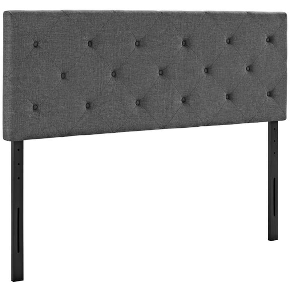 Modern Contemporary Urban Design Bedroom King Size Headboard, Grey Gray, Fabric
