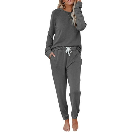 Womens Pajama Sets Long Sleeve Top & Pants 2 Piece Casual Nightwear