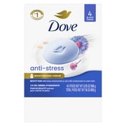 Dove Beauty Bar Soap For Relaxed Skin, Anti-Stress Blue Chamomile & Oat Milk, Calms dry Skin, 3.75 oz 4 Count