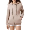 thumbnail image 2 of Jinhomg 2026 Trendy Hoodies for Women Plus Size Casual Solid Drawstring Hooded Sweatshirt Oversized Comfy Long Sleeve Zip Up Jacket with Pockets Khaki XL, 2 of 5