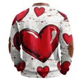 thumbnail image 4 of Men's Colorful Heart Pattern Print Quarter-Zip Pullover Sweatshirt, Retro American Style Crewneck Hoodie, Casual Long Sleeve Fall Spring Streetwear,Red,3XL, 4 of 4