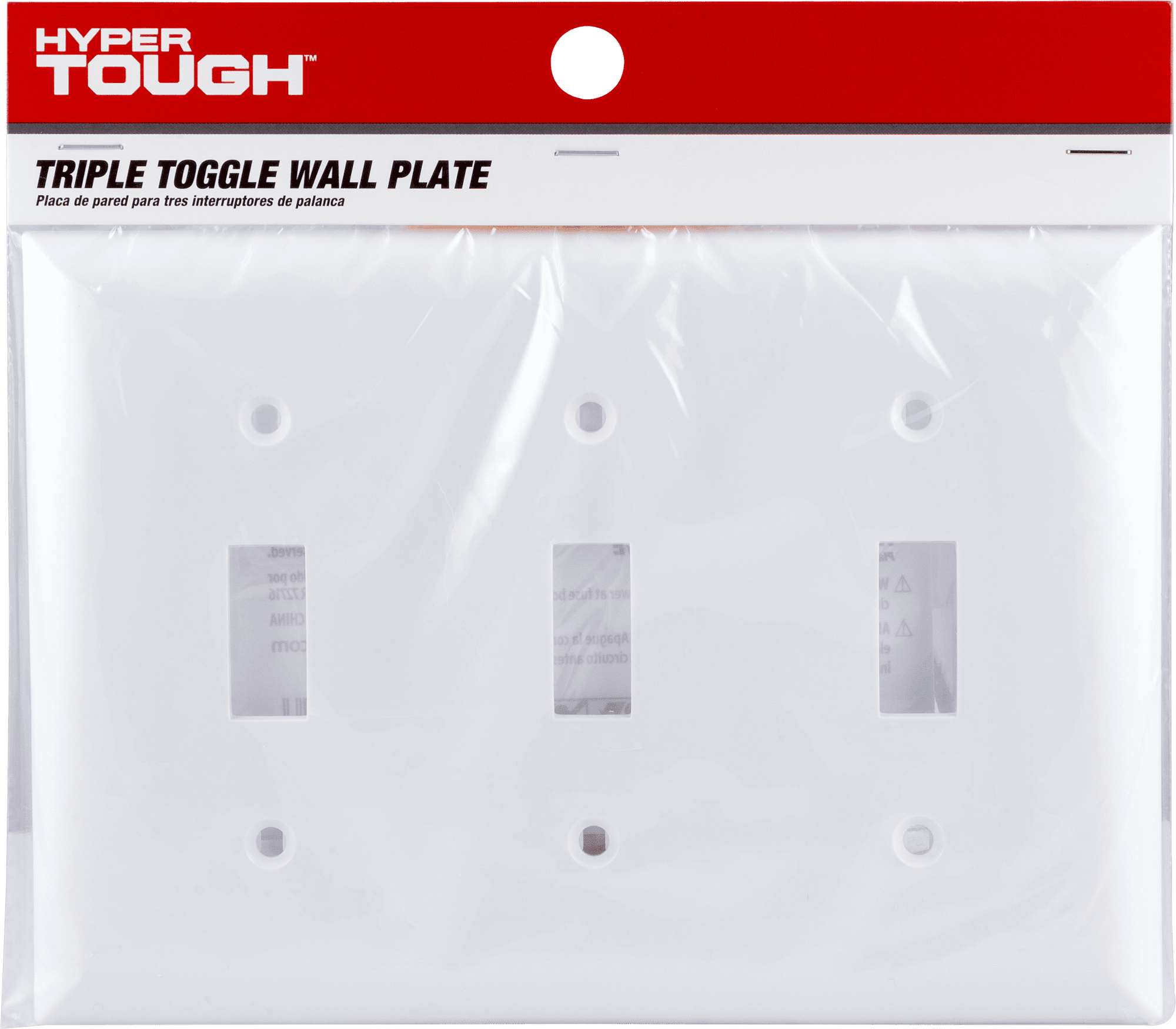 Hyper Tough Unbreakable Triple Toggle Wallplate, Nylon, White – 52715