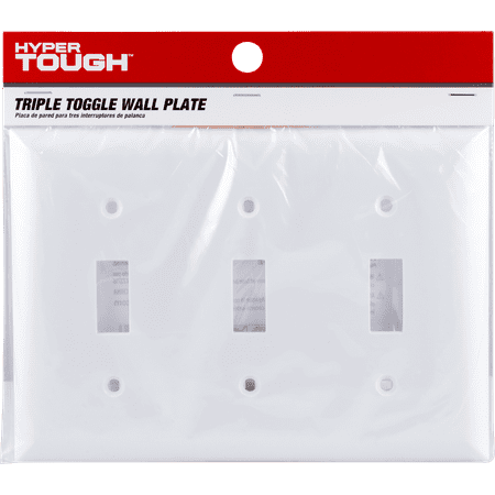Hyper Tough Unbreakable Triple Toggle Wallplate, Nylon, White &ndash; 52715