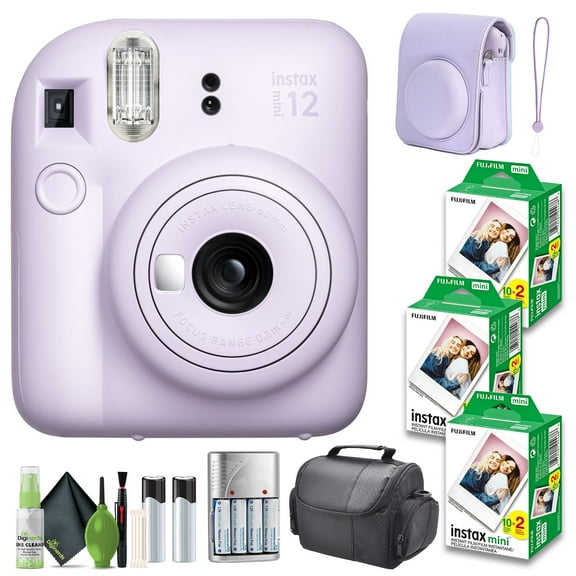 FUJIFILM INSTAX MINI 12 Instant Film Camera Lilac Purple with Fuji INSTAX MINI Instant Film 60 Photo Sheets with Camera Case and Accessories Ideal Gift for kids, Teenage Girl & Adults