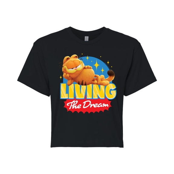 Garfield  - Living The Dream - Juniors Cropped Cotton Blend T-Shirt