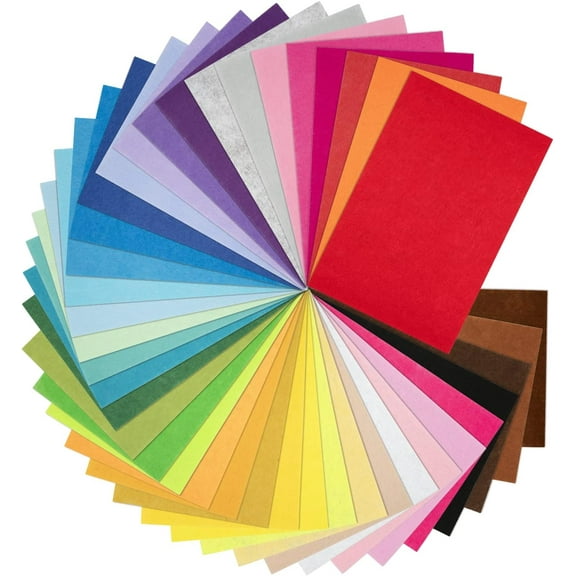 40PCS Colored Felt Fabric Sheets,8"x12" Craft Felt Squares,Stiff Felt Paper for DIY Craft and Sewing Projects