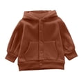 thumbnail image 6 of Children Padded Jackets for Girls Dqueduo Boys And Girls Button Down Hooded Fleece Long Sleeve Pocket Casual Coat Jacket Brown 2-3 Years, 6 of 10