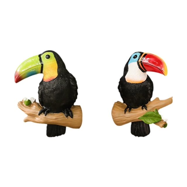 2x Parrot Hugger Decoración de árboles de pared Estatua de jardín colgante Ornamento resistente a la intemperie Escultura de aves para un regalo