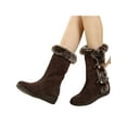 thumbnail image 3 of Ymiytan Women Mid Calf Boot Plush Lining Winter Shoes Faux Fur Snow Boots Walking Comfort Warm Brown 8, 3 of 7