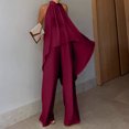 thumbnail image 6 of Women's 2 Piece Sets Asymmetric Sleeveless Crew Neck Tops and Wide Leg Palazzo Pants Beach Vacation Outfits, L, 6 of 6